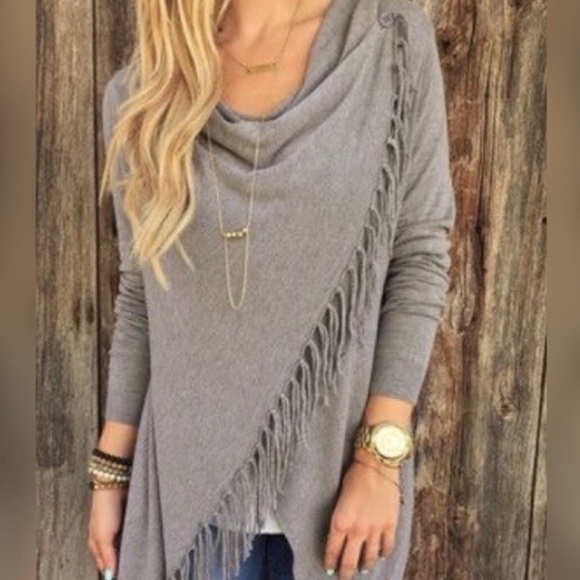Love Stitch Sweaters - Love Stitch criss cross fringe sweater, S